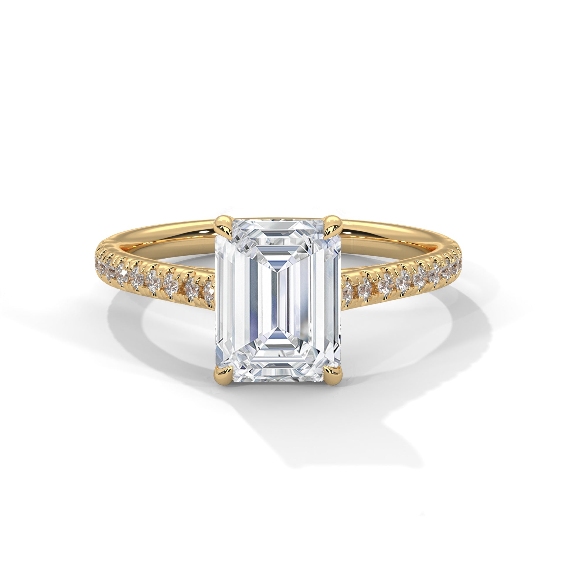 14KT 3.40TDW Emerald Cut Solitaire Lab Diamond Ring