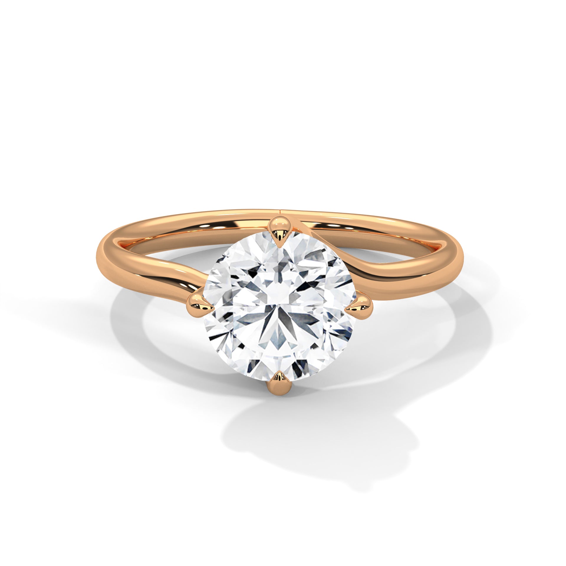 14KT 3.00CTW Twist Cross Mount Lab Diamond Solitaire Engagement Ring