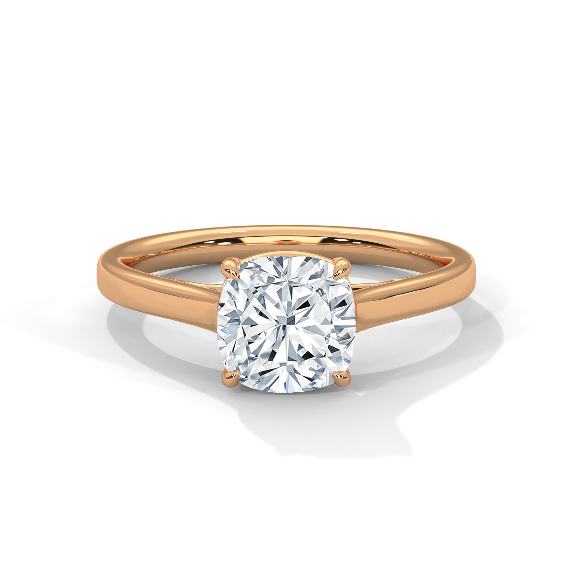 14KT 3.00 CTW Cushion Solitaire Lab Diamond Engagement Ring