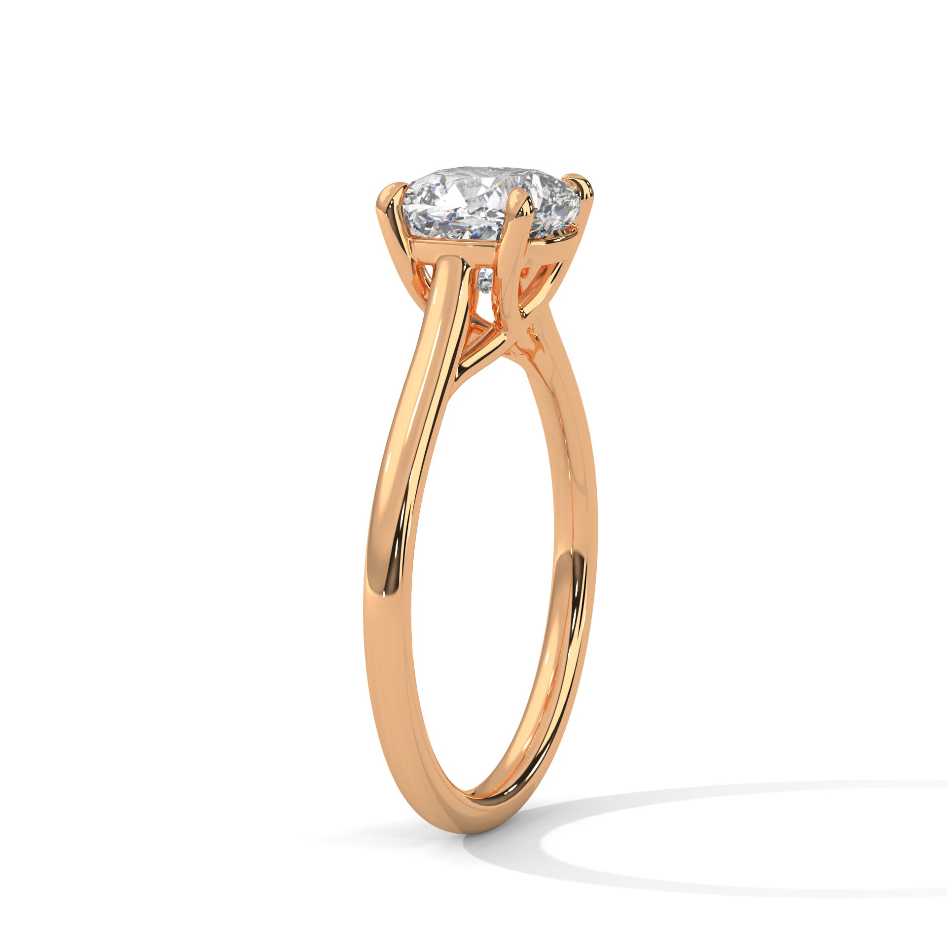 14KT 3.00CTW Cushion Cut Solitaire Lab Diamond Engagement Ring