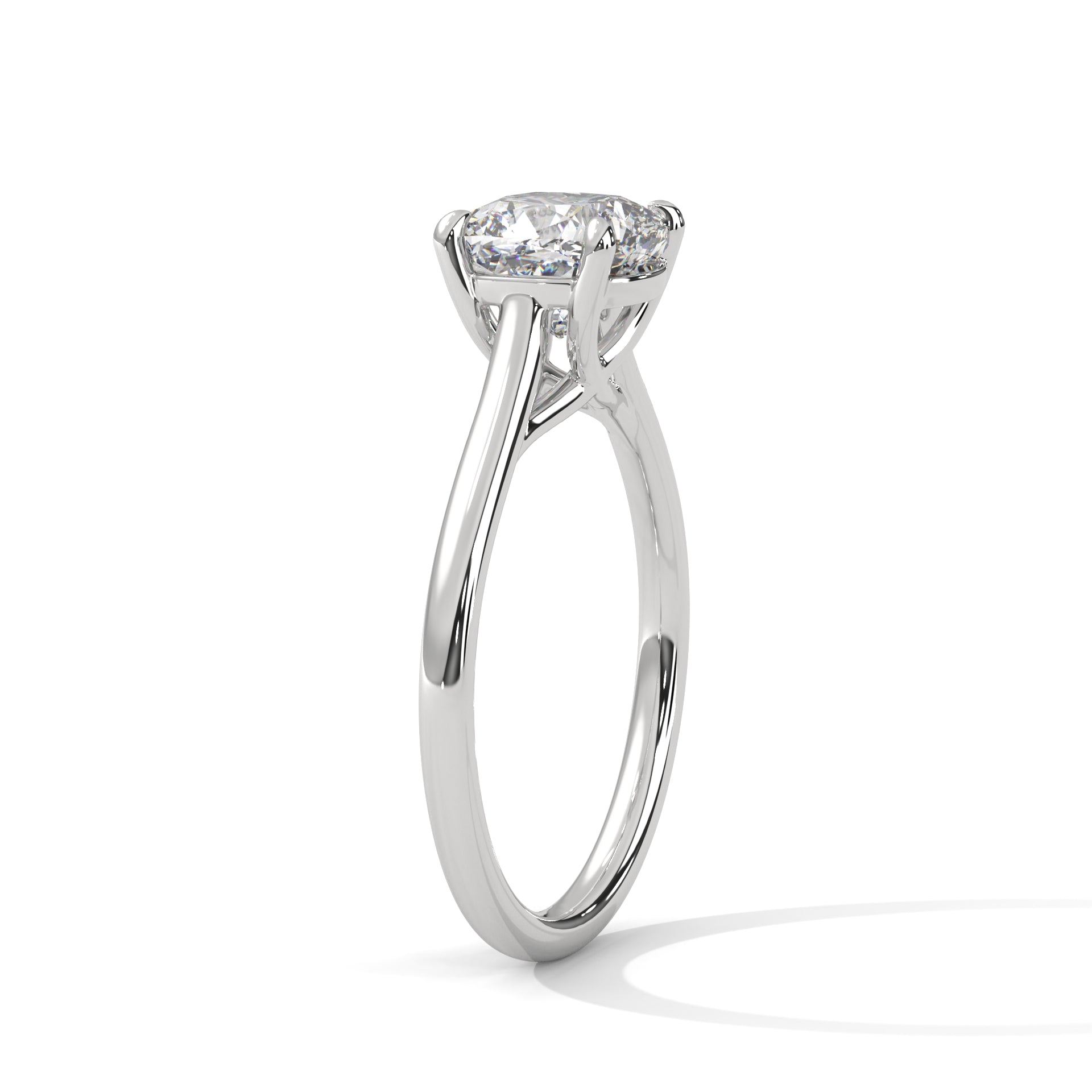 14KT 3.00CTW Cushion Cut Solitaire Lab Diamond Engagement Ring