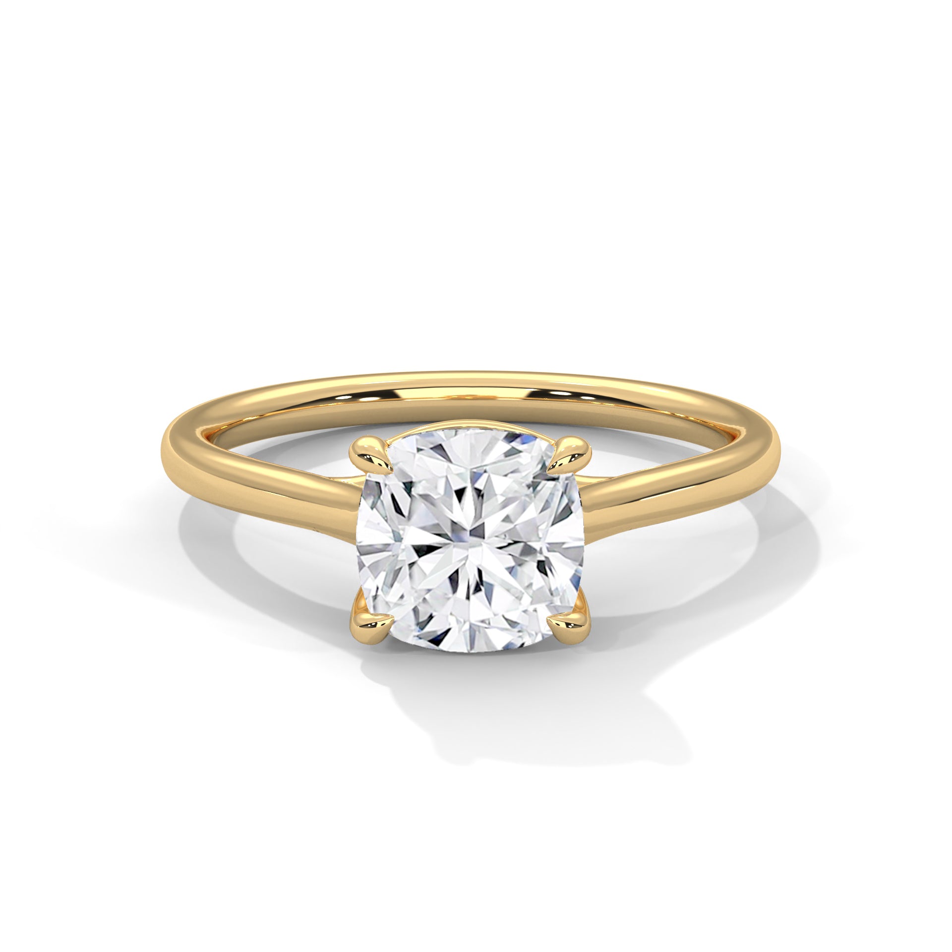 14KT 3.00CTW Cushion Cut Solitaire Lab Diamond Engagement Ring
