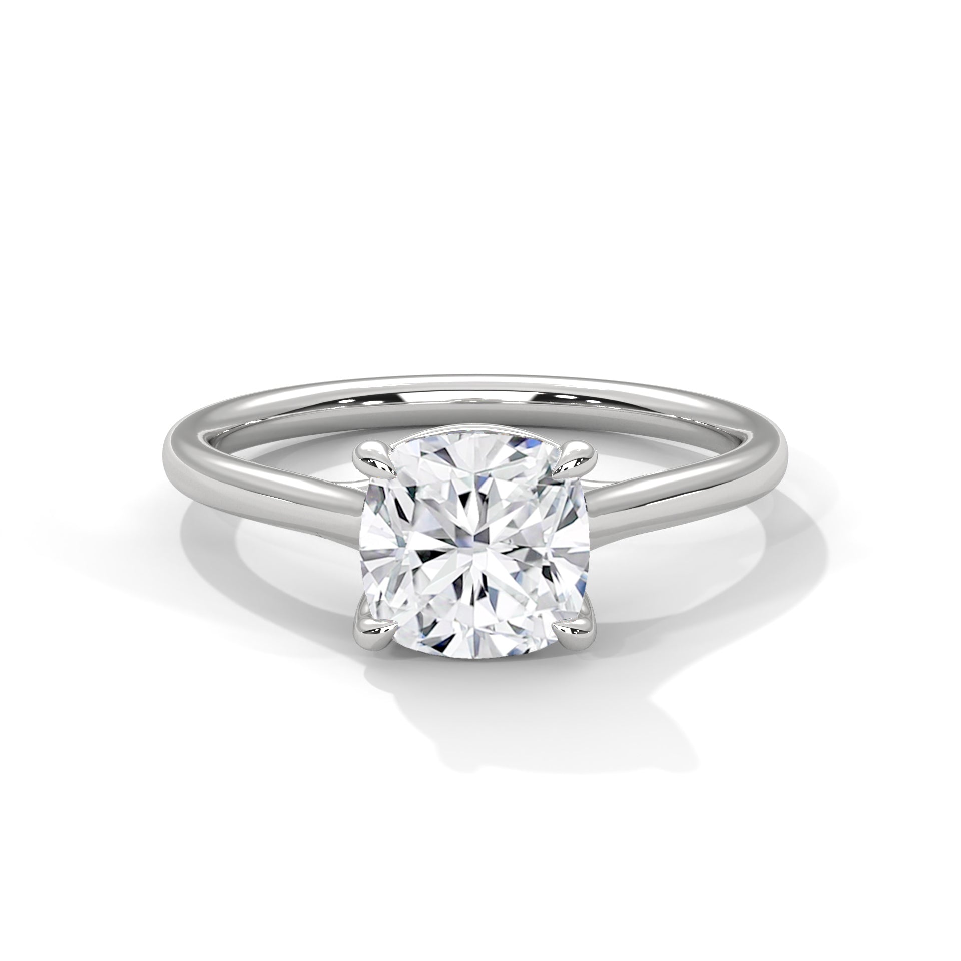 14KT 3.00CTW Cushion Cut Solitaire Lab Diamond Engagement Ring
