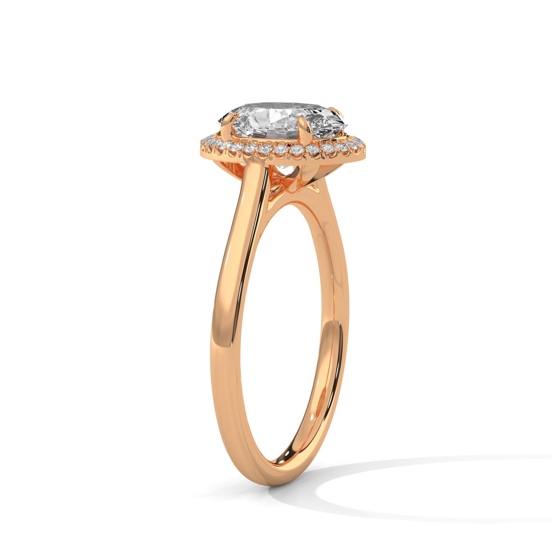 14KT 2.14 TDW Oval Halo Lab Diamond Engagement Ring
