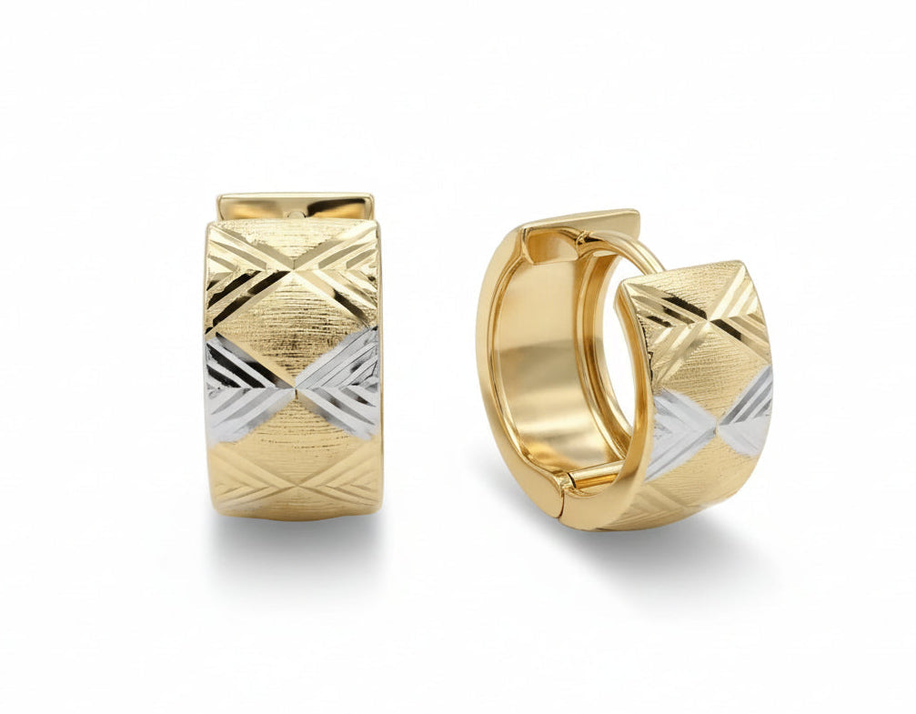 Diamond-cut Two-tone Huggies