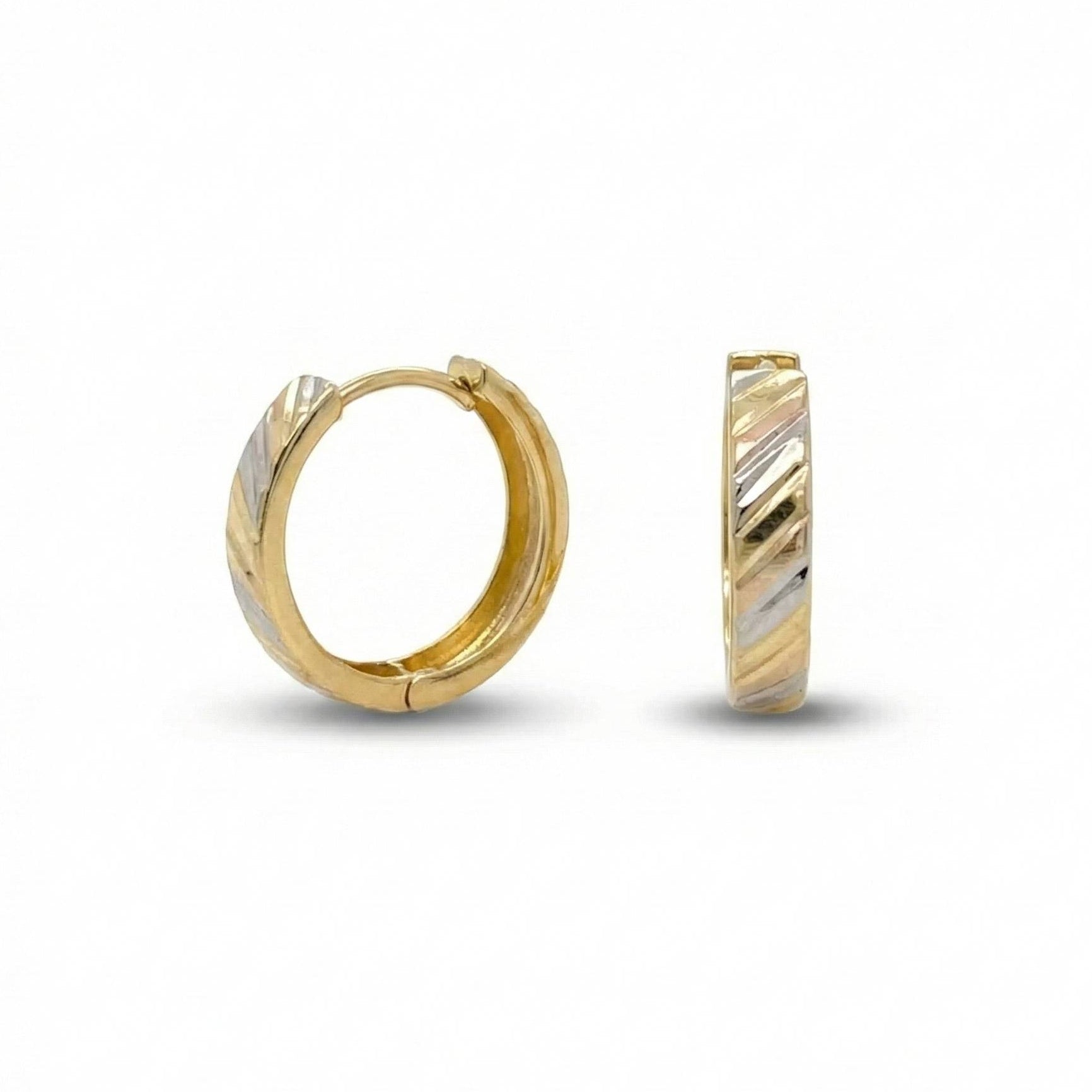 10KT Gold Two-tone Huggies