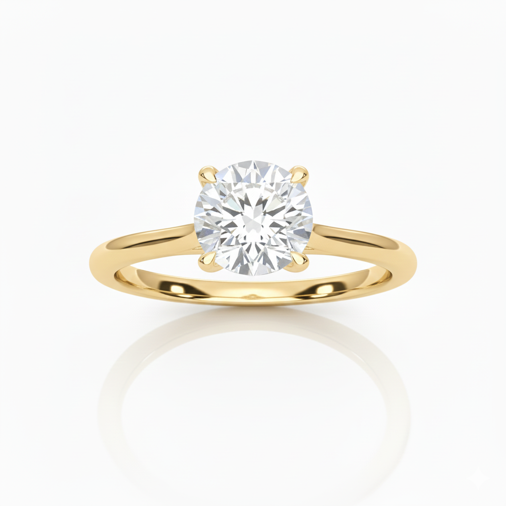 14KT .50Ct Round Brilliant Solitaire Lab Diamond Engagement Ring