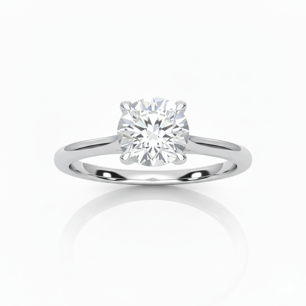 14KT .50Ct Round Brilliant Solitaire Lab Diamond Engagement Ring