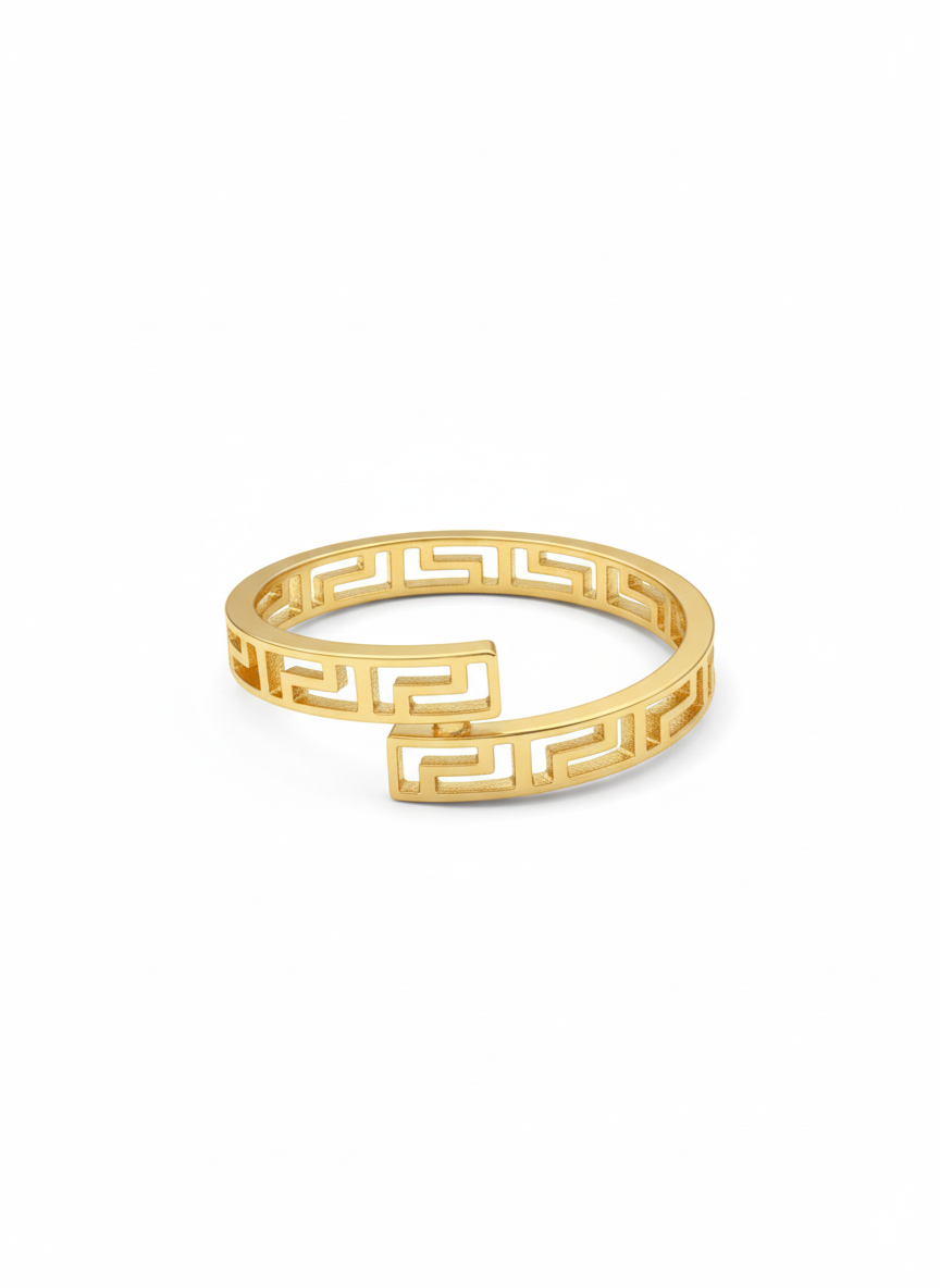 Women’s Greek Lace Cut-out Gold Ring